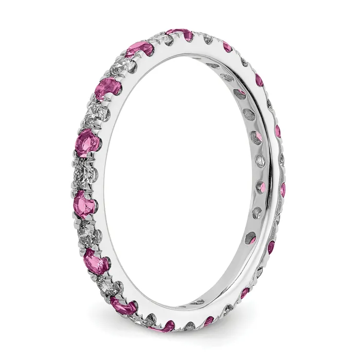 Rings Goldia 14k White Gold 38 Ct Lab Grown Diamond VSSI G and Lab Created Pink Sapphire Eternity Band Ring