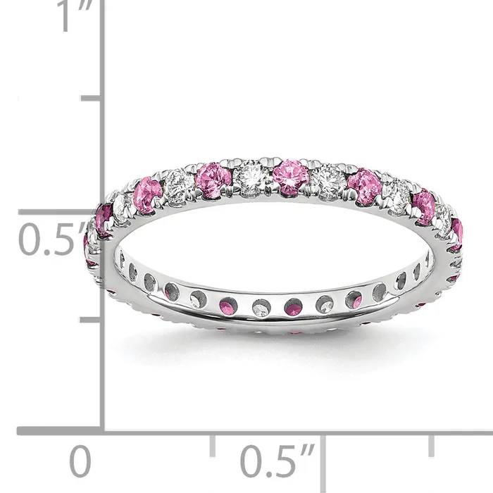 Rings Goldia 14k White Gold 38 Ct Lab Grown Diamond VSSI G and Lab Created Pink Sapphire Eternity Band Ring