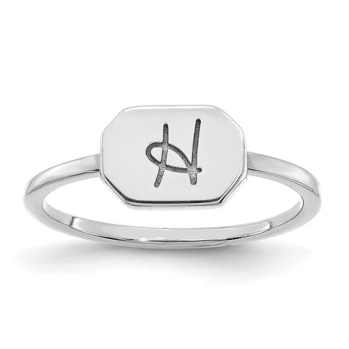 Rings Goldia 14K White Gold Initial Octagon Signet Ring