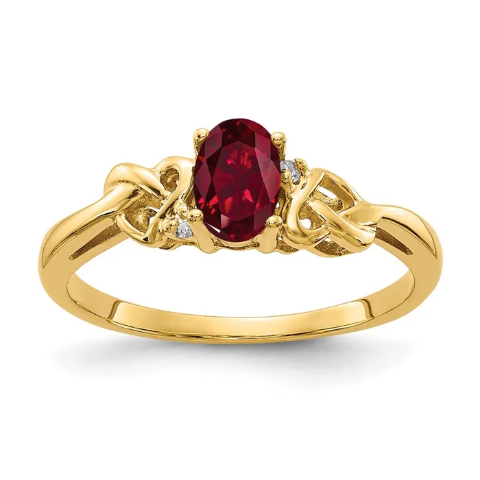 Rings Goldia 14k Yellow Gold 6x4mm Oval Created Ruby VS Diamond ring