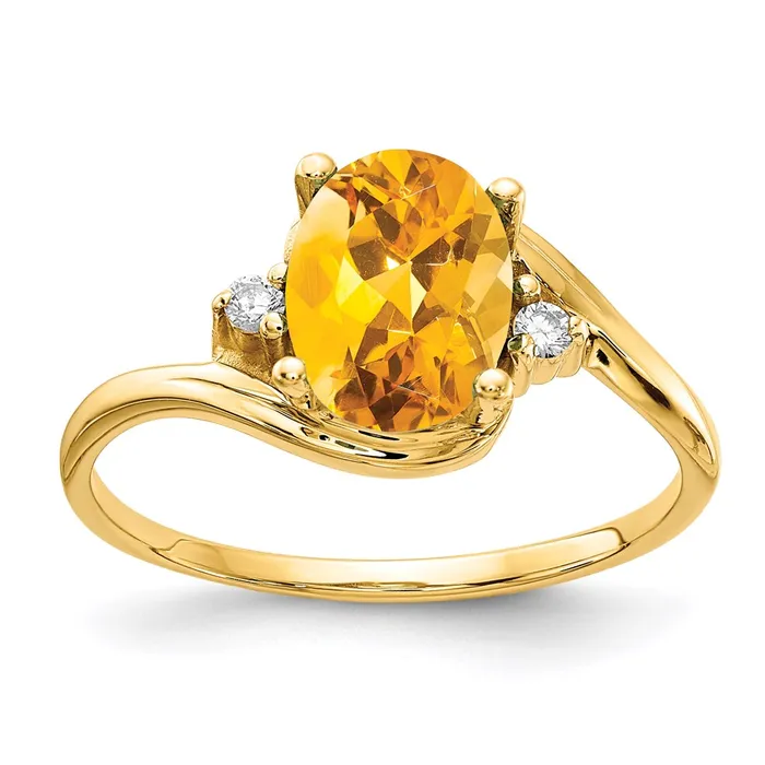 Rings Goldia 14K Yellow Gold 8x6mm Oval Citrine A Real Diamond ring