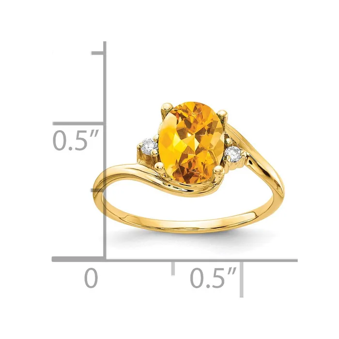 Rings Goldia 14K Yellow Gold 8x6mm Oval Citrine A Real Diamond ring