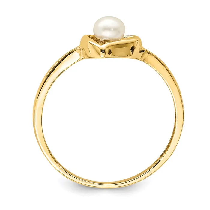 Rings Goldia 14K Yellow Gold Madi K 34mm White Button Freshwater Cultured Pearl Heart Ring