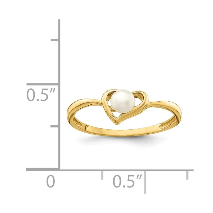 Rings Goldia 14K Yellow Gold Madi K 34mm White Button Freshwater Cultured Pearl Heart Ring