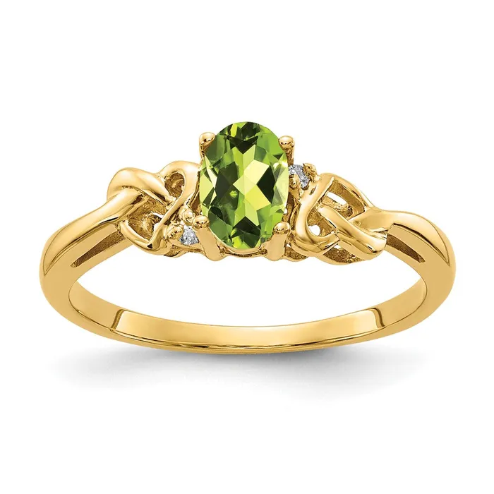 Rings Goldia 14k Yellow Gold Peridot AA Diamond Ring