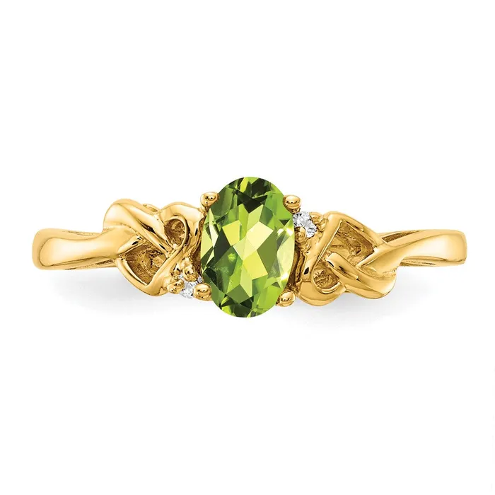 Rings Goldia 14k Yellow Gold Peridot AA Diamond Ring