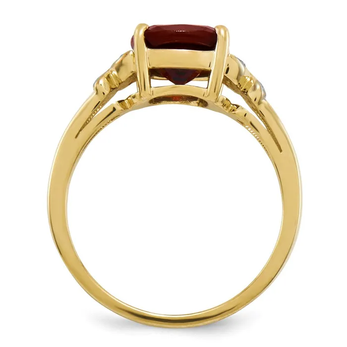 Rings Goldia 14K Yellow Gold Real Diamond and Garnet Square Ring