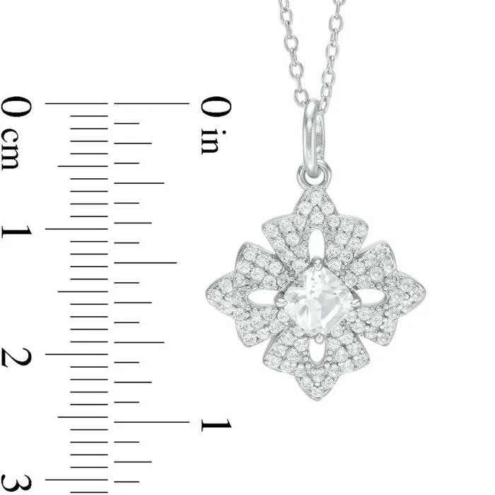 Rings Goldia 50mm CushionCut White Topaz Floral Pendant in Sterling Silver Rings Goldia 50mm CushionCut White Topaz Floral Pendant in Sterling Silver