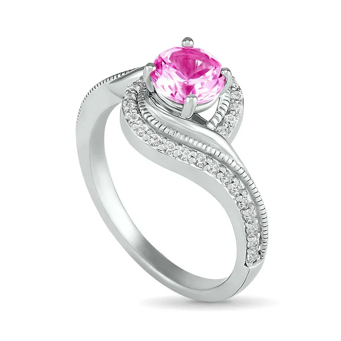Rings Goldia 60mm LabCreated Pink and White Sapphire Bypass Frame Antique VintageStyle Ring in Sterling Silver Rings Goldia 60mm LabCreated Pink and White Sapphire Bypass Frame Antique VintageStyle Ring in Sterling Silver