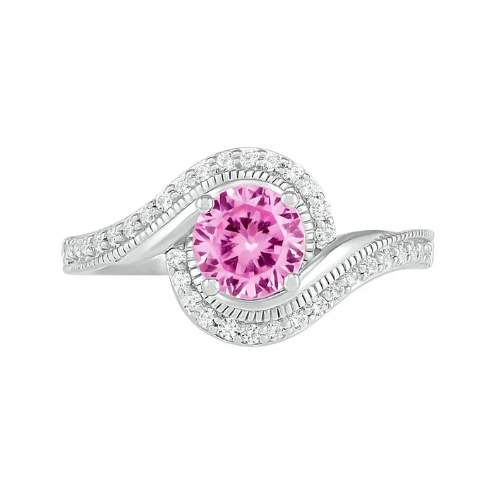 Rings Goldia 60mm LabCreated Pink and White Sapphire Bypass Frame Antique VintageStyle Ring in Sterling Silver Rings Goldia 60mm LabCreated Pink and White Sapphire Bypass Frame Antique VintageStyle Ring in Sterling Silver