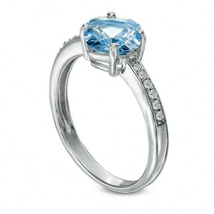 Rings Goldia 70mm CushionCut Simulated Aquamarine and LabCreated White Sapphire Ring in Sterling Silver Rings Goldia 70mm CushionCut Simulated Aquamarine and LabCreated White Sapphire Ring in Sterling Silver