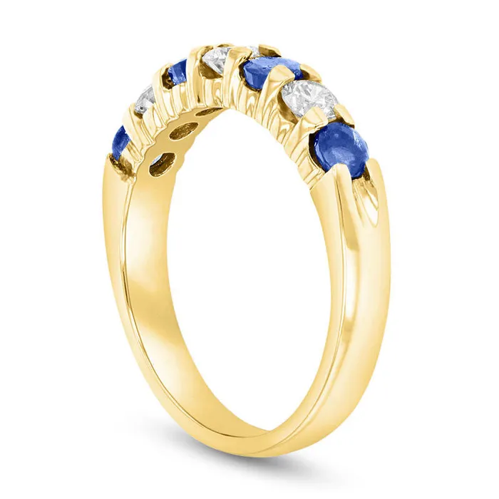 Rings Goldia Blue Sapphire and 038 CT TW Natural Diamond Seven Stone Band in Solid 14K Gold Rings Goldia Blue Sapphire and 038 CT TW Natural Diamond Seven Stone Band in Solid 14K Gold