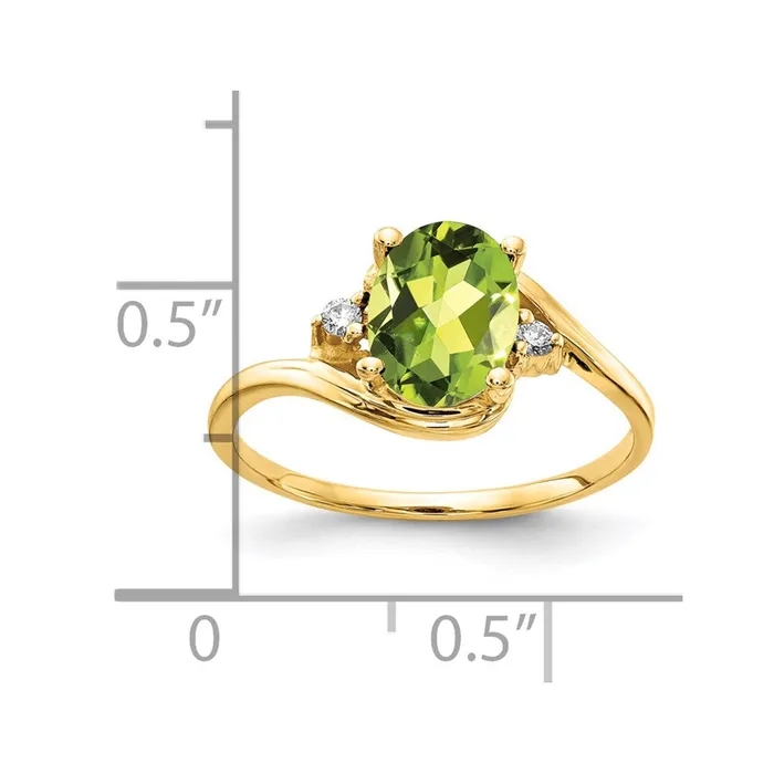 Rings goldiaca 14K Yellow Gold 8x6mm Oval Peridot Checker AA Real Diamond ring Rings goldiaca 14K Yellow Gold 8x6mm Oval Peridot Checker AA Real Diamond ring