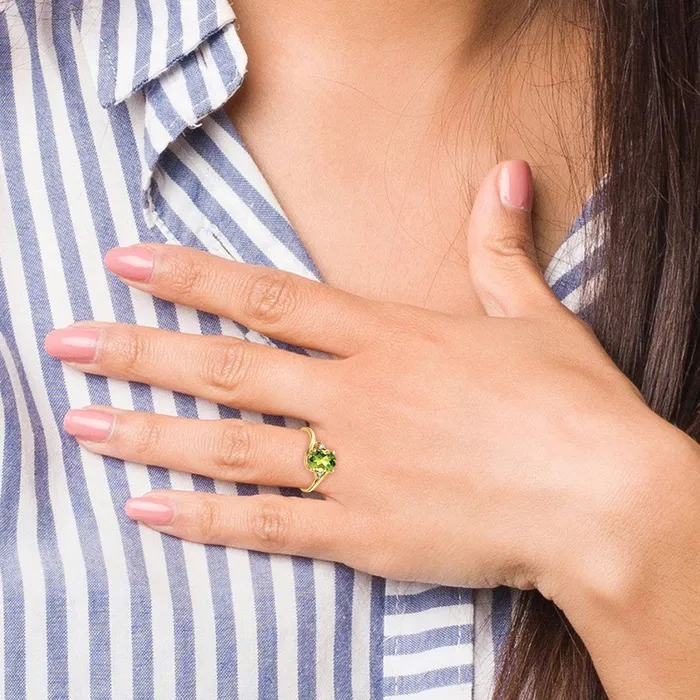 Rings goldiaca 14K Yellow Gold 8x6mm Oval Peridot Checker AA Real Diamond ring Rings goldiaca 14K Yellow Gold 8x6mm Oval Peridot Checker AA Real Diamond ring