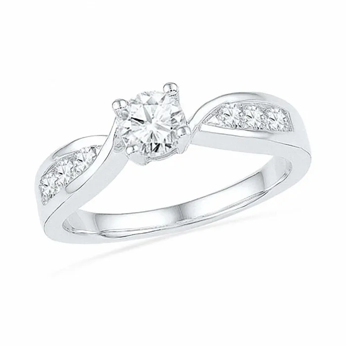 Rings Goldiacom 1 CT TW Diamond Bridal Engagement Ring Set in 14K White Gold