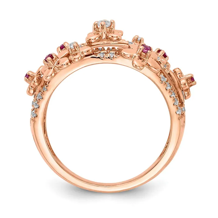 Rings Goldiacom 14k Rose Gold Real Diamond Ruby Flower Ring