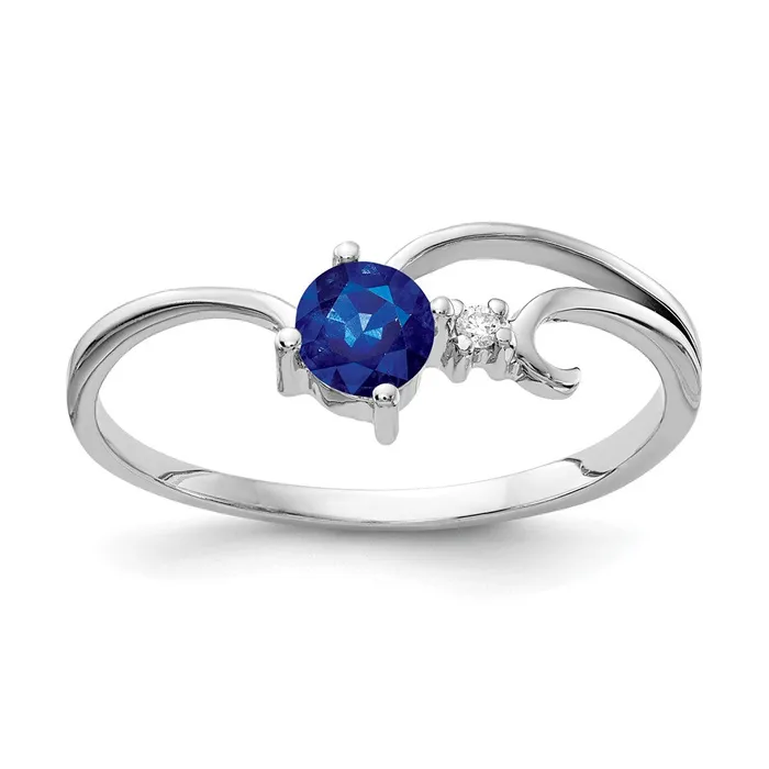 Rings Goldiacom 14k White Gold 4mm Sapphire VS Real Diamond ring
