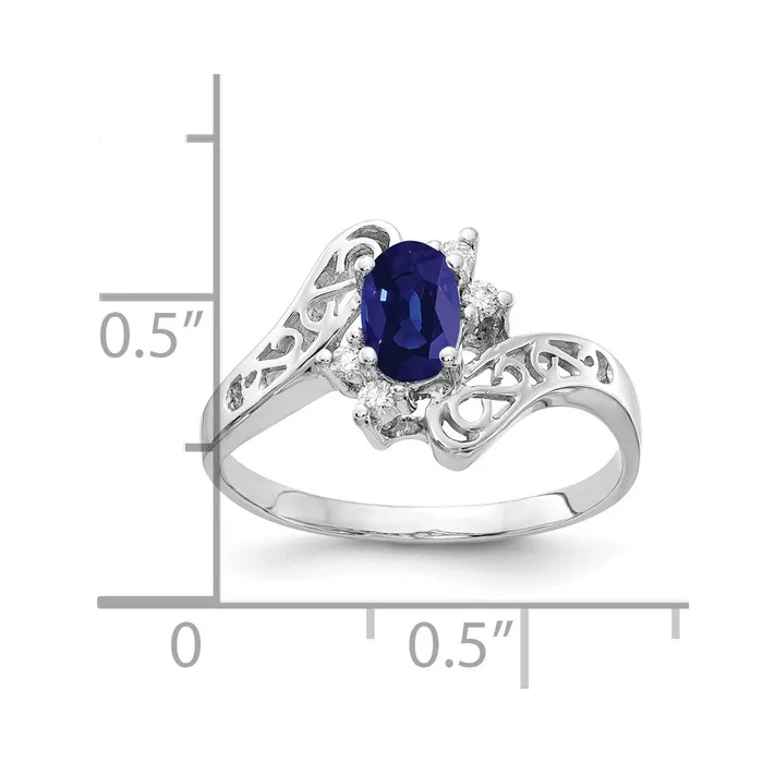 Rings Goldiacom 14k White Gold 6x4mm Oval Sapphire VS Real Diamond ring
