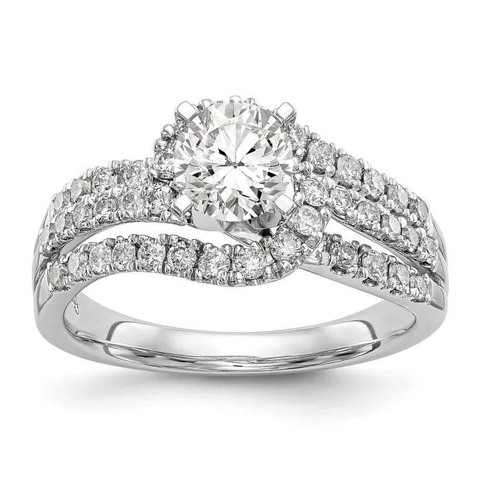 Rings Goldiacom 14kw Peg Set Diamond Round CZ By Pass Engagement Ring