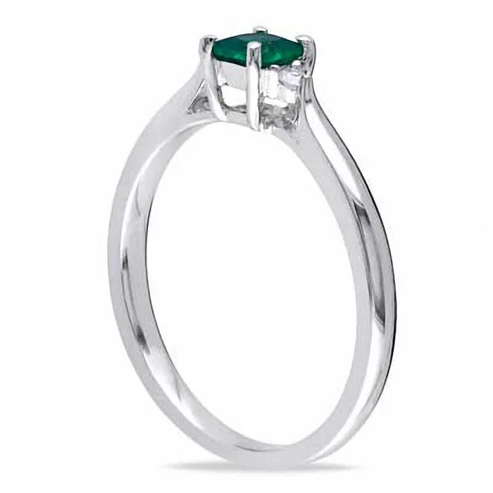 Rings Goldia PrincessCut LabCreated Emerald and 005 CT TW Diamond Ring in Sterling Silver Rings Goldia PrincessCut LabCreated Emerald and 005 CT TW Diamond Ring in Sterling Silver