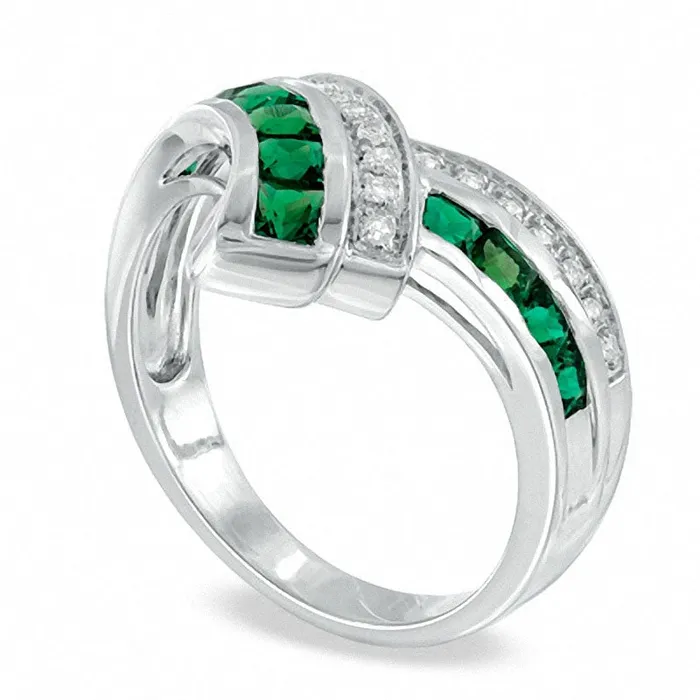 Rings Goldia PrincessCut LabCreated Emerald and White Sapphire Chevron Ring in Sterling Silver Rings Goldia PrincessCut LabCreated Emerald and White Sapphire Chevron Ring in Sterling Silver