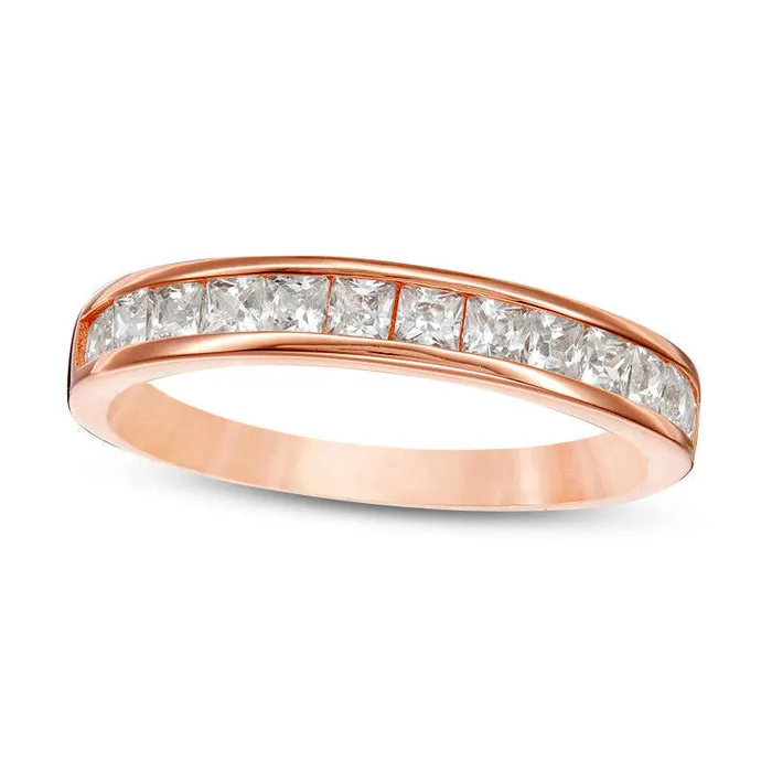 Rings Goldia PrincessCut LabCreated White Sapphire ChannelSet Wedding Band in Sterling Silver with Solid 14K Rose Gold Plate Rings Goldia PrincessCut LabCreated White Sapphire ChannelSet Wedding Band in Sterling Silver with Solid 14K Rose Gold Plate