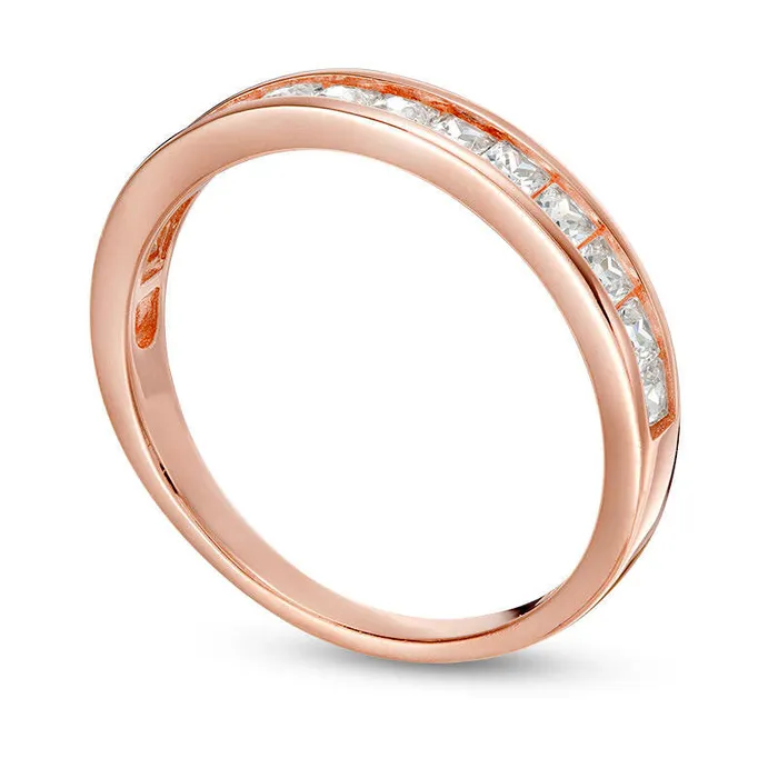 Rings Goldia PrincessCut LabCreated White Sapphire ChannelSet Wedding Band in Sterling Silver with Solid 14K Rose Gold Plate Rings Goldia PrincessCut LabCreated White Sapphire ChannelSet Wedding Band in Sterling Silver with Solid 14K Rose Gold Plate
