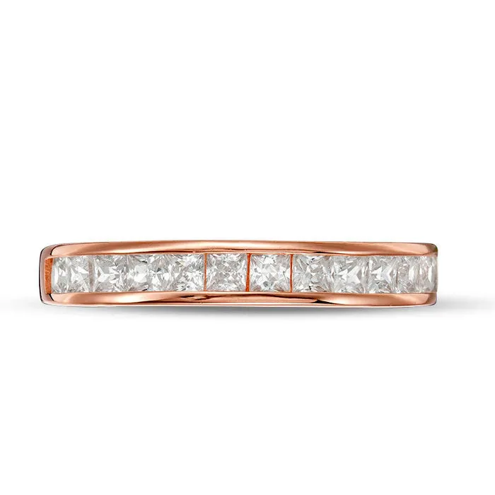 Rings Goldia PrincessCut LabCreated White Sapphire ChannelSet Wedding Band in Sterling Silver with Solid 14K Rose Gold Plate Rings Goldia PrincessCut LabCreated White Sapphire ChannelSet Wedding Band in Sterling Silver with Solid 14K Rose Gold Plate