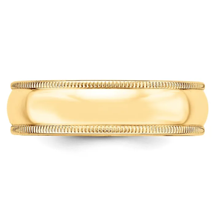 Rings Goldia Solid 10K Yellow Gold 6mm Milgrain HalfRound Wedding MensWomens Wedding Band Ring Size 95