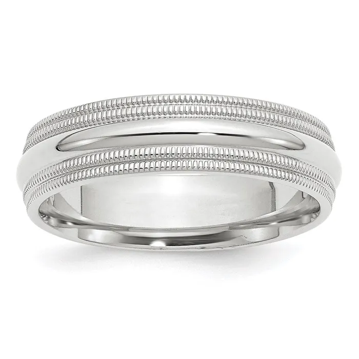 Rings Goldia Solid 14K White Gold 6mm Double Milgrain Comfort Fit MensWomens Wedding Band Ring Size 125 Rings Goldia Solid 14K White Gold 6mm Double Milgrain Comfort Fit MensWomens Wedding Band Ring Size 125