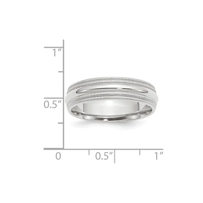 Rings Goldia Solid 14K White Gold 6mm Double Milgrain Comfort Fit MensWomens Wedding Band Ring Size 125 Rings Goldia Solid 14K White Gold 6mm Double Milgrain Comfort Fit MensWomens Wedding Band Ring Size 125