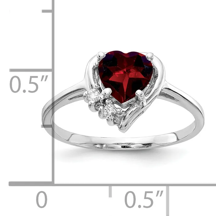 Rings Goldia Solid 14k White Gold 6mm Heart Simulated Garnet VS CZ Ring
