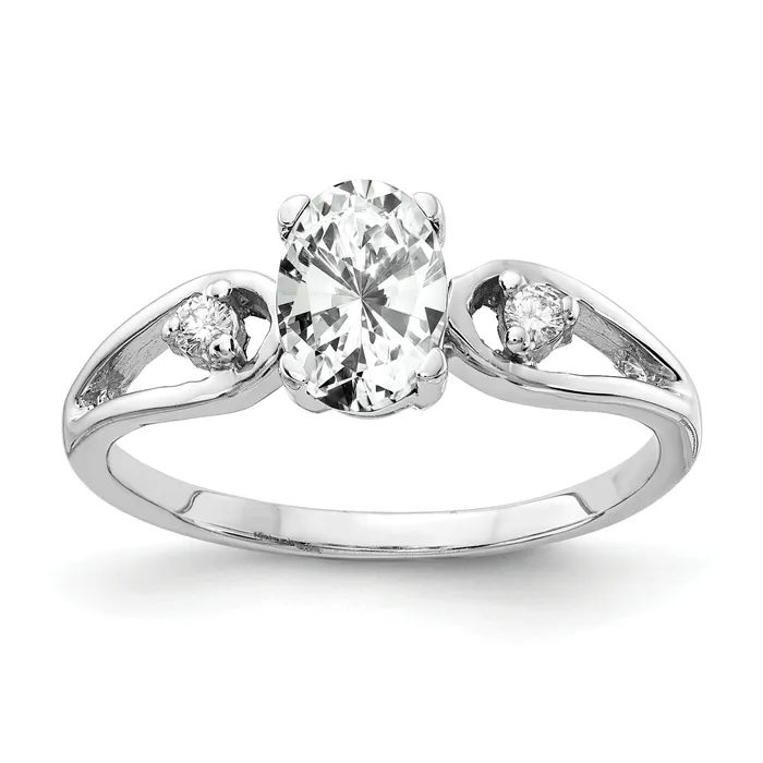 Rings Goldia Solid 14k White Gold 7x5mm Oval Cubic Zirconia AAA Simulated CZ Ring Rings Goldia Solid 14k White Gold 7x5mm Oval Cubic Zirconia AAA Simulated CZ Ring