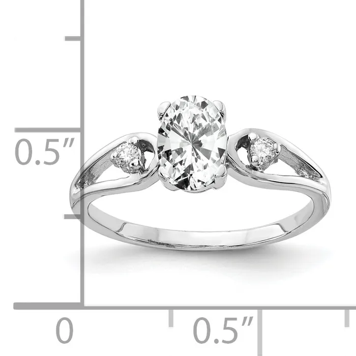 Rings Goldia Solid 14k White Gold 7x5mm Oval Cubic Zirconia AAA Simulated CZ Ring