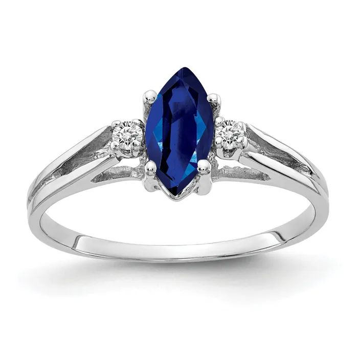 Rings Goldia Solid 14k White Gold 8x4mm Marquise Simulated Sapphire A CZ Ring Rings Goldia Solid 14k White Gold 8x4mm Marquise Simulated Sapphire A CZ Ring