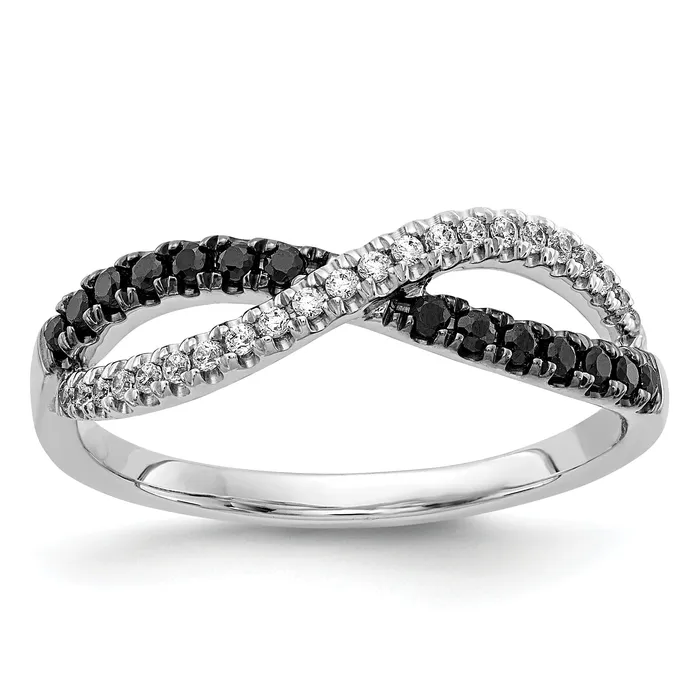Rings Goldia Solid 14k White Gold BlacK and Simulated CZ Twisted Ring