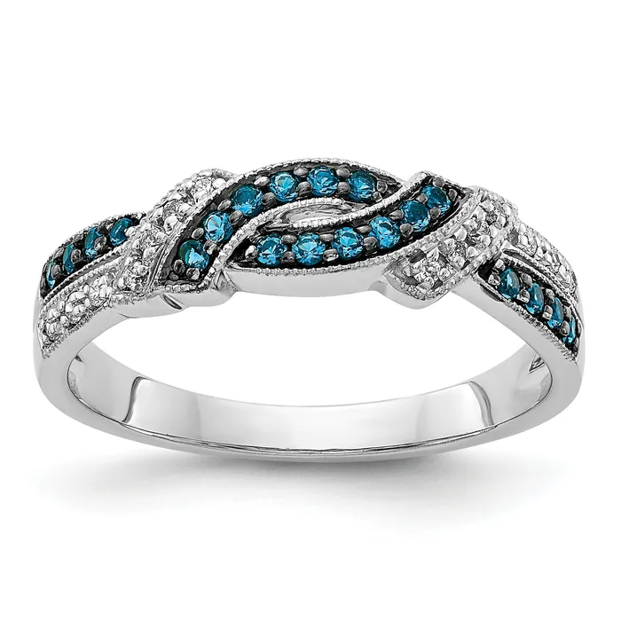 Rings Goldia Solid 14k White Gold wBlacK Rhodium and Blue Simulated CZ Ring Rings Goldia Solid 14k White Gold wBlacK Rhodium and Blue Simulated CZ Ring