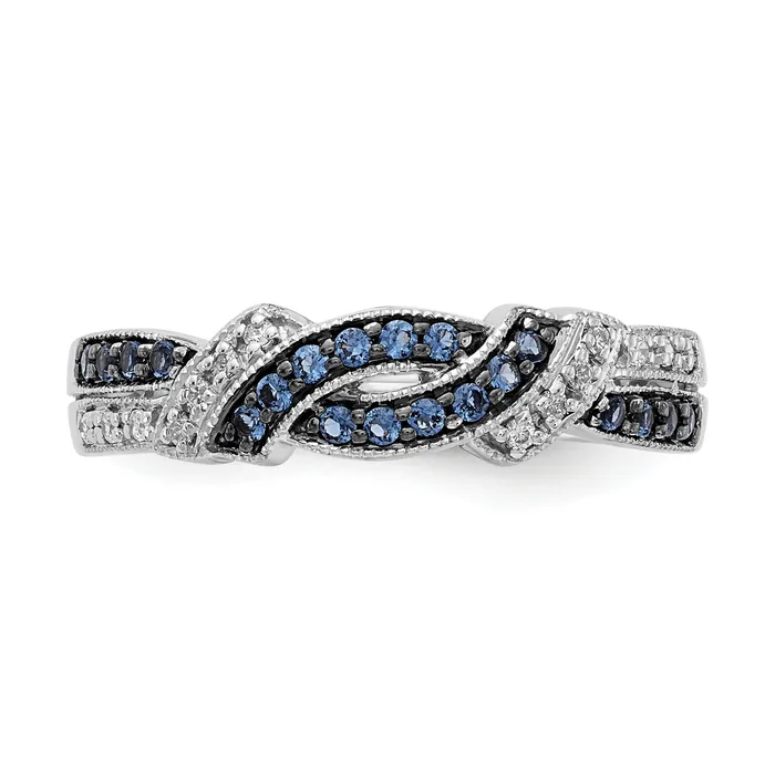 Rings Goldia Solid 14k White Gold wBlacK Rhodium and Blue Simulated CZ Ring