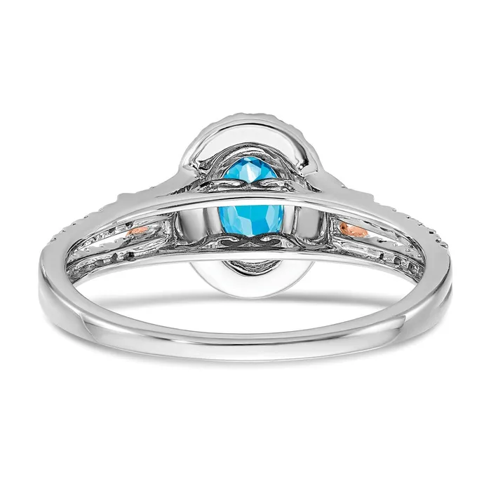 Rings Goldia Solid 14K WhiteRose Gold White wRG Accent Simulated Blue Topaz and CZ Halo Ring