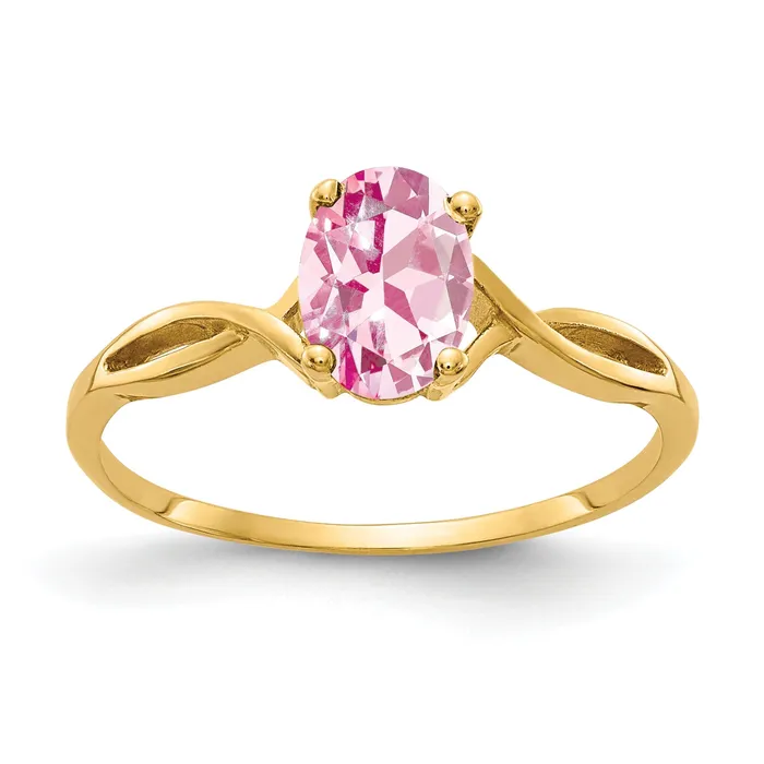 Rings Goldia Solid 14k Yellow Gold 7x5mm Oval Simulated Pink Tourmaline Ring Rings Goldia Solid 14k Yellow Gold 7x5mm Oval Simulated Pink Tourmaline Ring