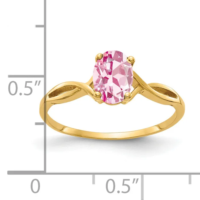 Rings Goldia Solid 14k Yellow Gold 7x5mm Oval Simulated Pink Tourmaline Ring