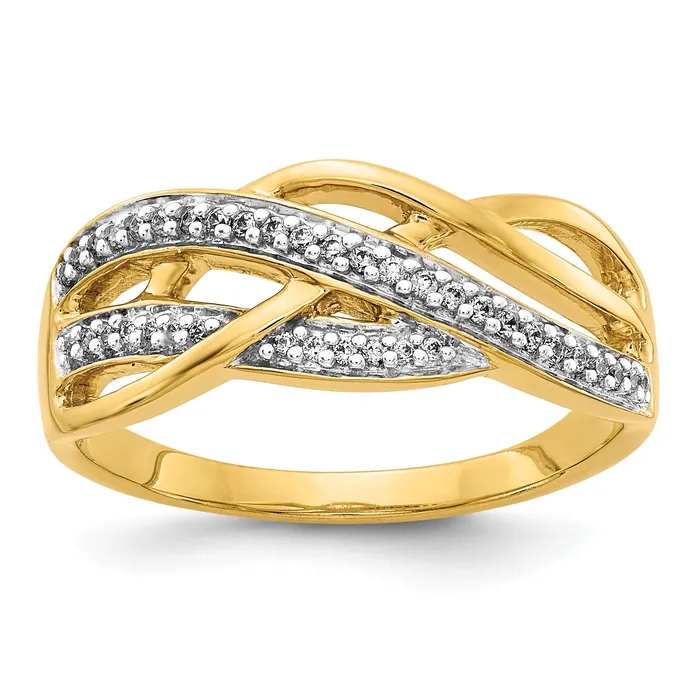 Rings Goldia Solid 14k Yellow Gold Simulated CZ Woven Ring