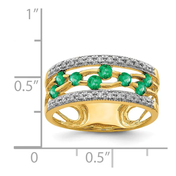 Rings Goldia Solid 14k Yellow Gold Simulated Emerald and CZ Ring