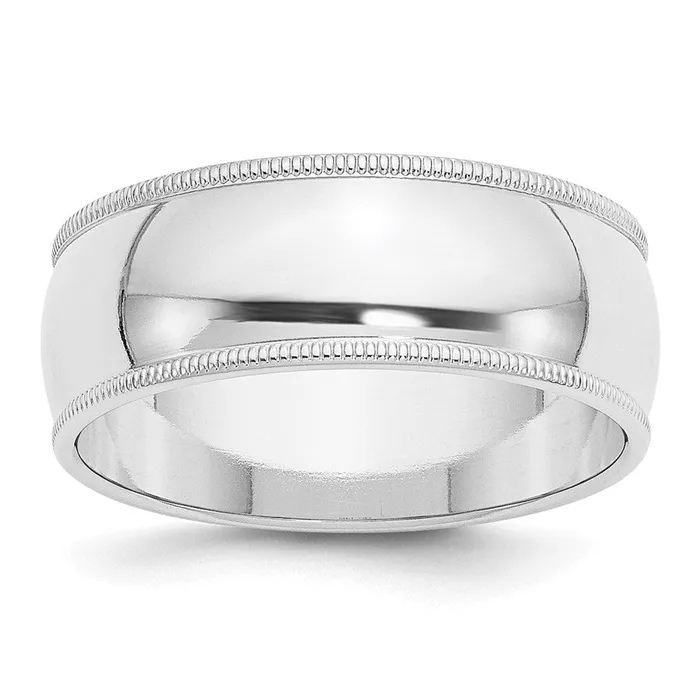Rings Goldia Solid 18K White Gold 8mm Milgrain Half Round MensWomens Wedding Band Ring Size 85 Rings Goldia Solid 18K White Gold 8mm Milgrain Half Round MensWomens Wedding Band Ring Size 85