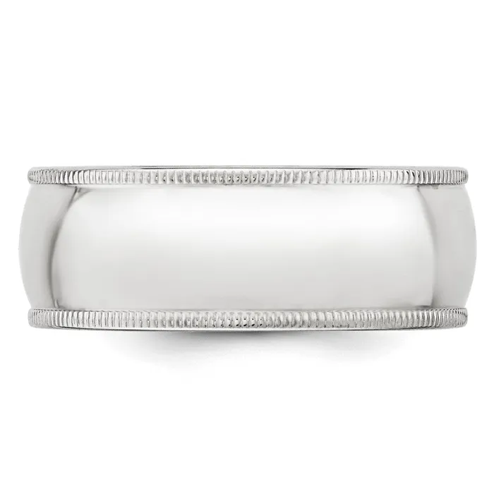 Rings Goldia Solid 18K White Gold 8mm Milgrain Half Round MensWomens Wedding Band Ring Size 85 Rings Goldia Solid 18K White Gold 8mm Milgrain Half Round MensWomens Wedding Band Ring Size 85