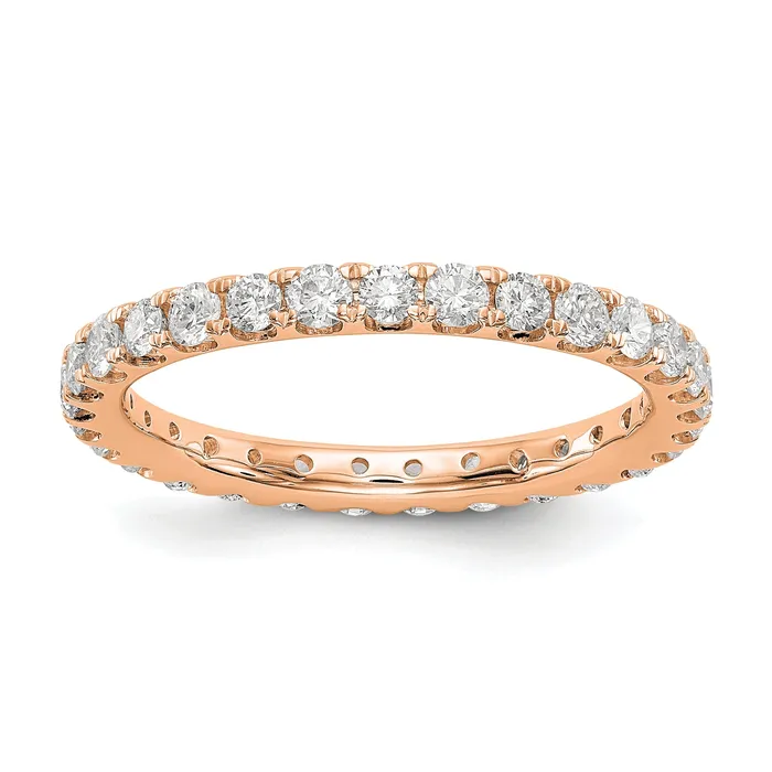 Rings Goldia Solid Real 14k Rose Gold Polished U Shared Prong 1ct CZ Eternity Wedding Band Ring Rings Goldia Solid Real 14k Rose Gold Polished U Shared Prong 1ct CZ Eternity Wedding Band Ring