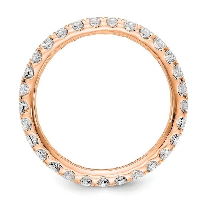 Rings Goldia Solid Real 14k Rose Gold Polished U Shared Prong 1ct CZ Eternity Wedding Band Ring