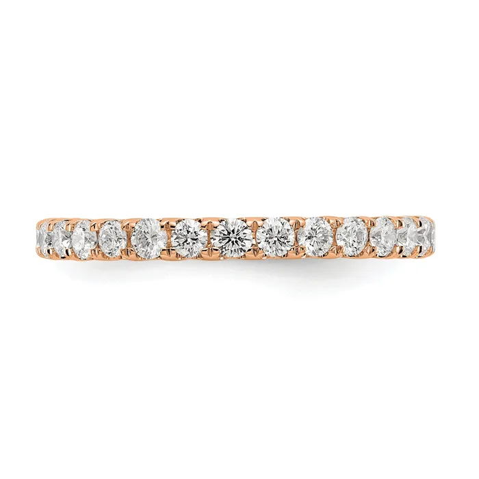Rings Goldia Solid Real 14k Rose Gold Polished U Shared Prong 1ct CZ Eternity Wedding Band Ring