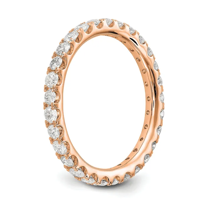 Rings Goldia Solid Real 14k Rose Gold Polished U Shared Prong 1ct CZ Eternity Wedding Band Ring