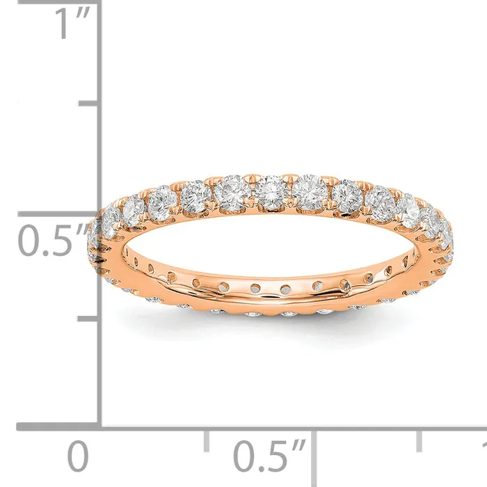 Rings Goldia Solid Real 14k Rose Gold Polished U Shared Prong 1ct CZ Eternity Wedding Band Ring